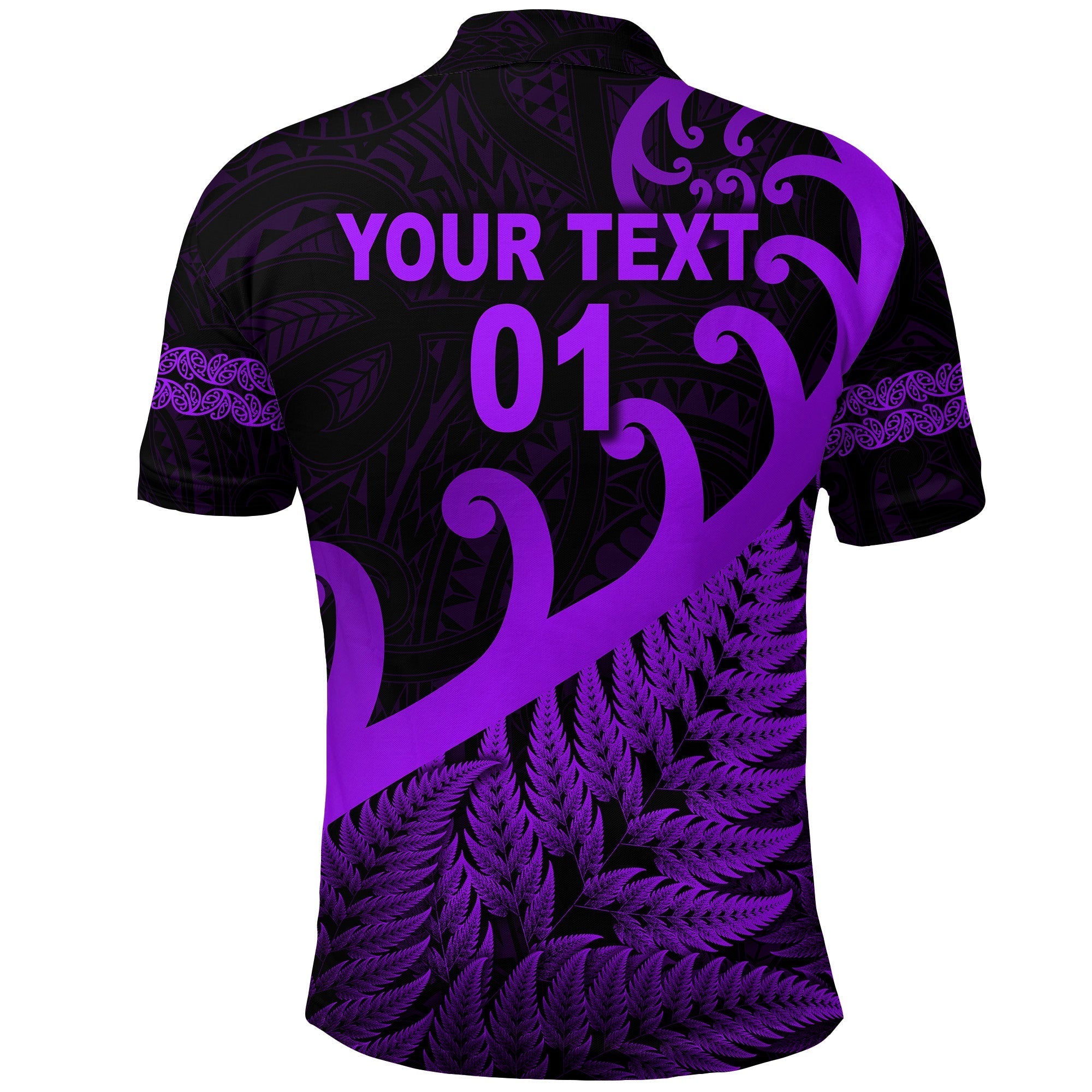 custom-personalised-new-zealand-rugby-maori-polo-shirt-silver-fern-koru-vibes-purple