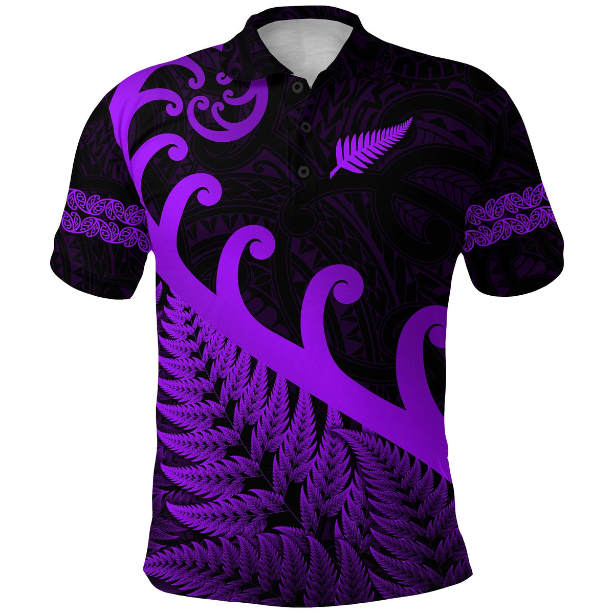 New Zealand Rugby Maori Polo Shirt Silver Fern Koru Vibes Purple LT8 - Wonder Print Shop
