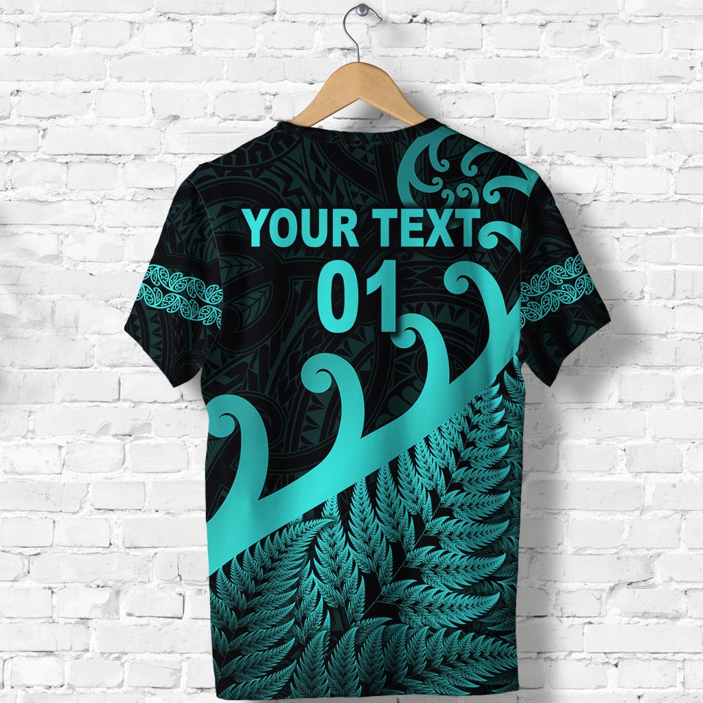 Custom New Zealand Rugby Maori T Shirt Silver Fern Koru Vibes Turquoise LT8 - Wonder Print Shop