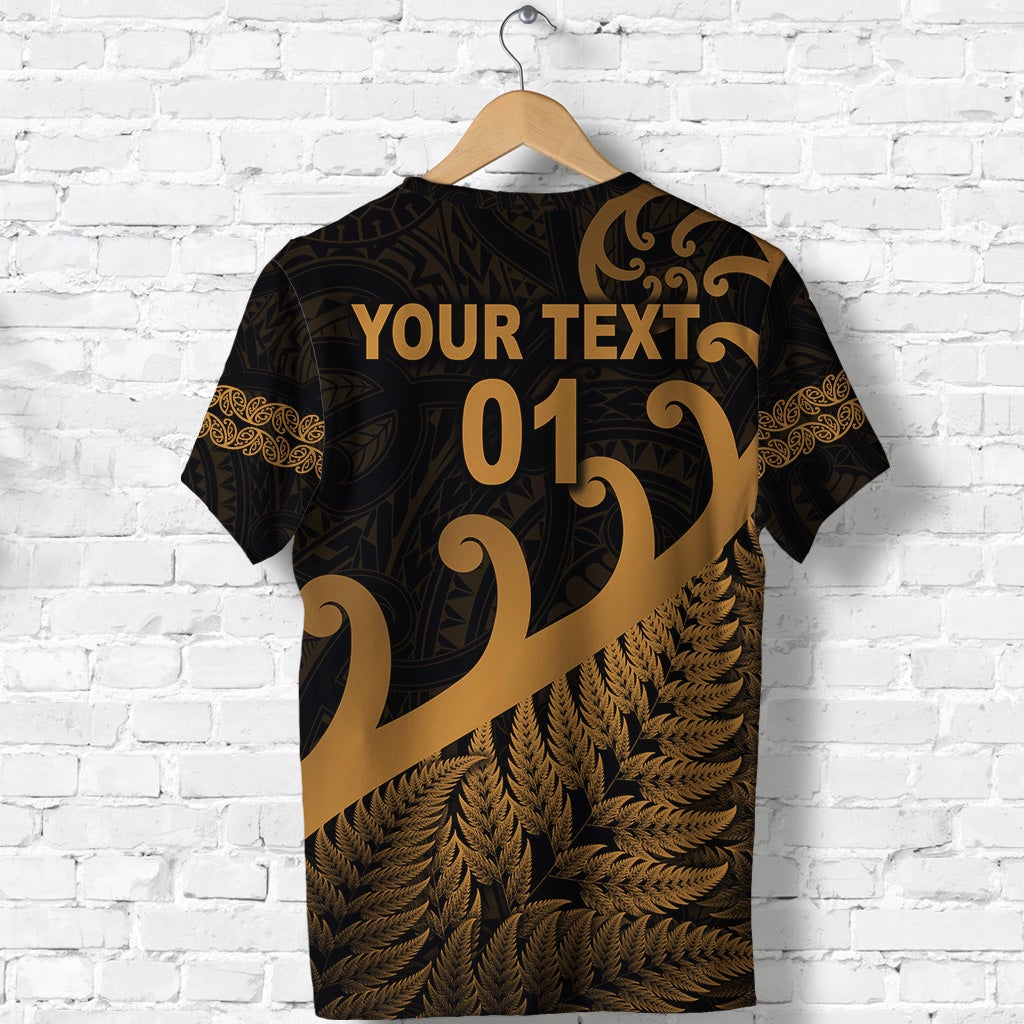 Custom New Zealand Rugby Maori T Shirt Silver Fern Koru Vibes Gold LT8 - Wonder Print Shop