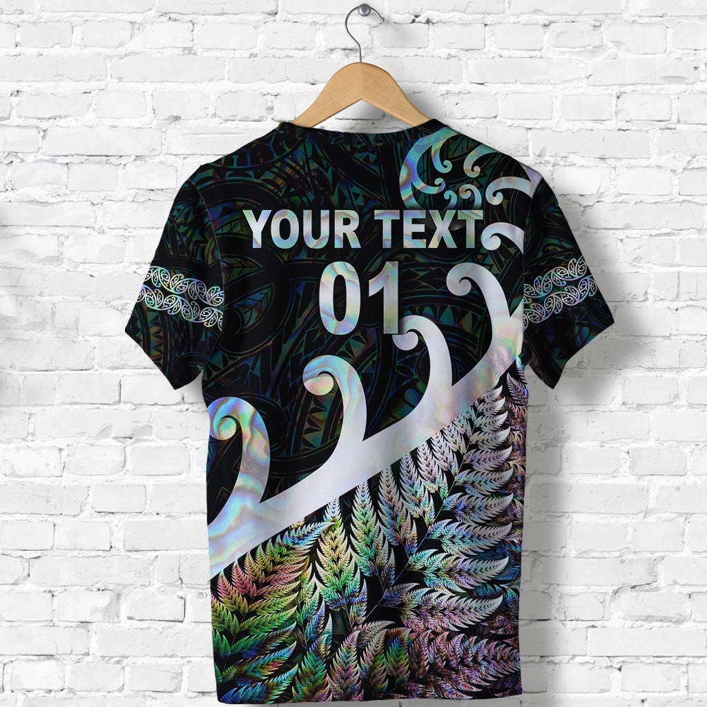 Custom New Zealand Rugby Maori T Shirt Silver Fern Koru Vibes Paua Shell LT8 - Wonder Print Shop