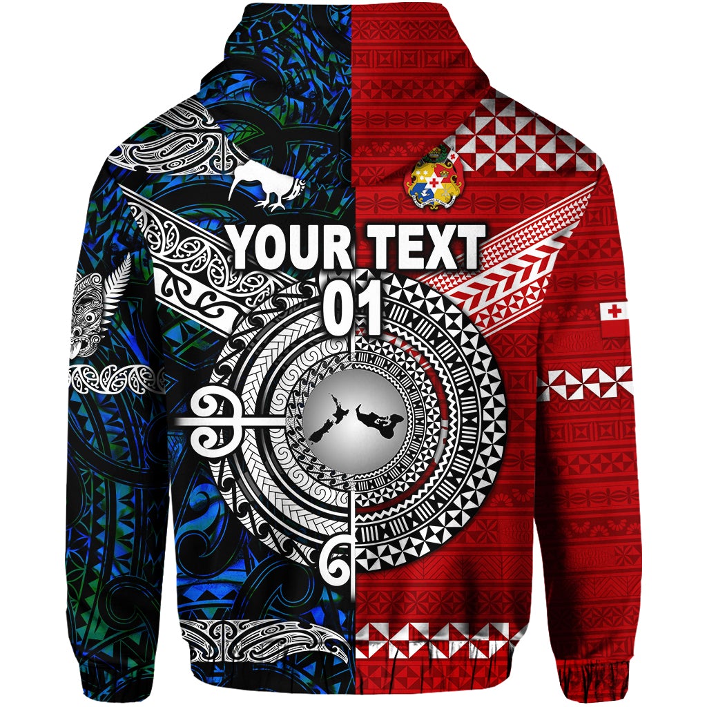 Custom New Zealand Tonga Zip Hoodie Together Blue, Custom Text And Number LT8 - Wonder Print Shop