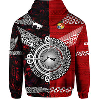 Custom New Zealand Tonga Zip Hoodie Together Red LT8 - Wonder Print Shop