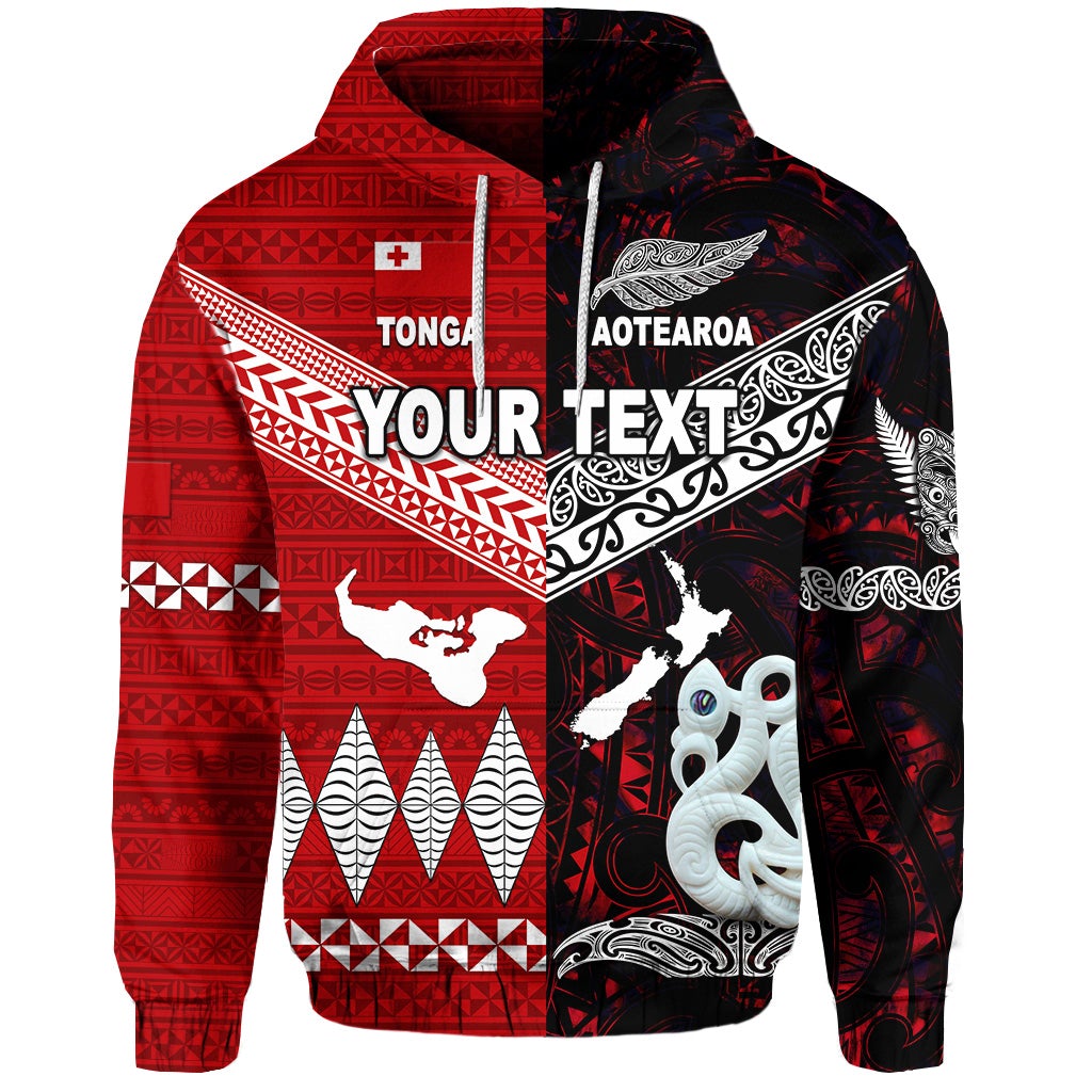 Custom New Zealand Tonga Hoodie Together Red LT8 - Wonder Print Shop