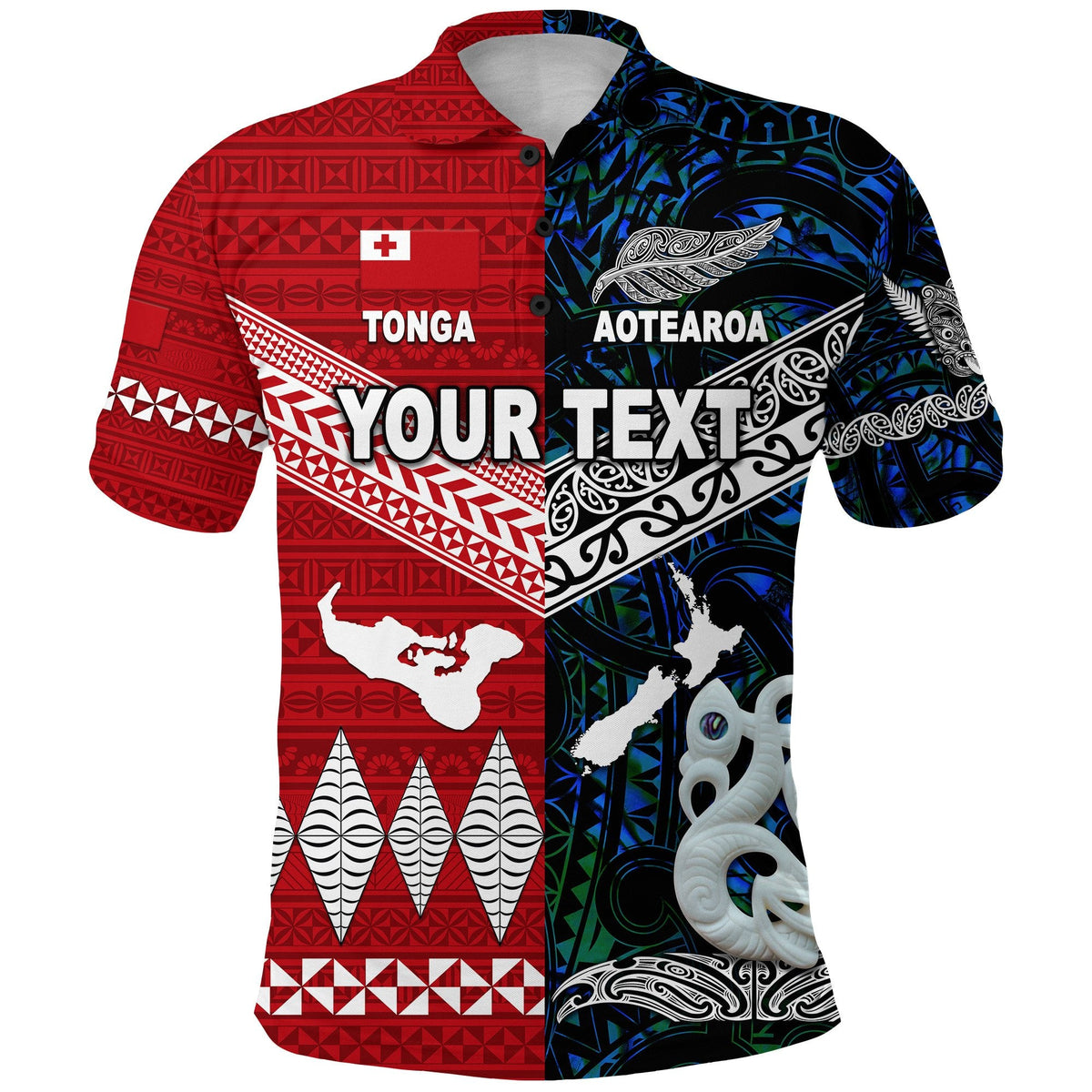 Custom New Zealand Tonga Polynesian Polo Shirt Together Blue LT8 - Wonder Print Shop