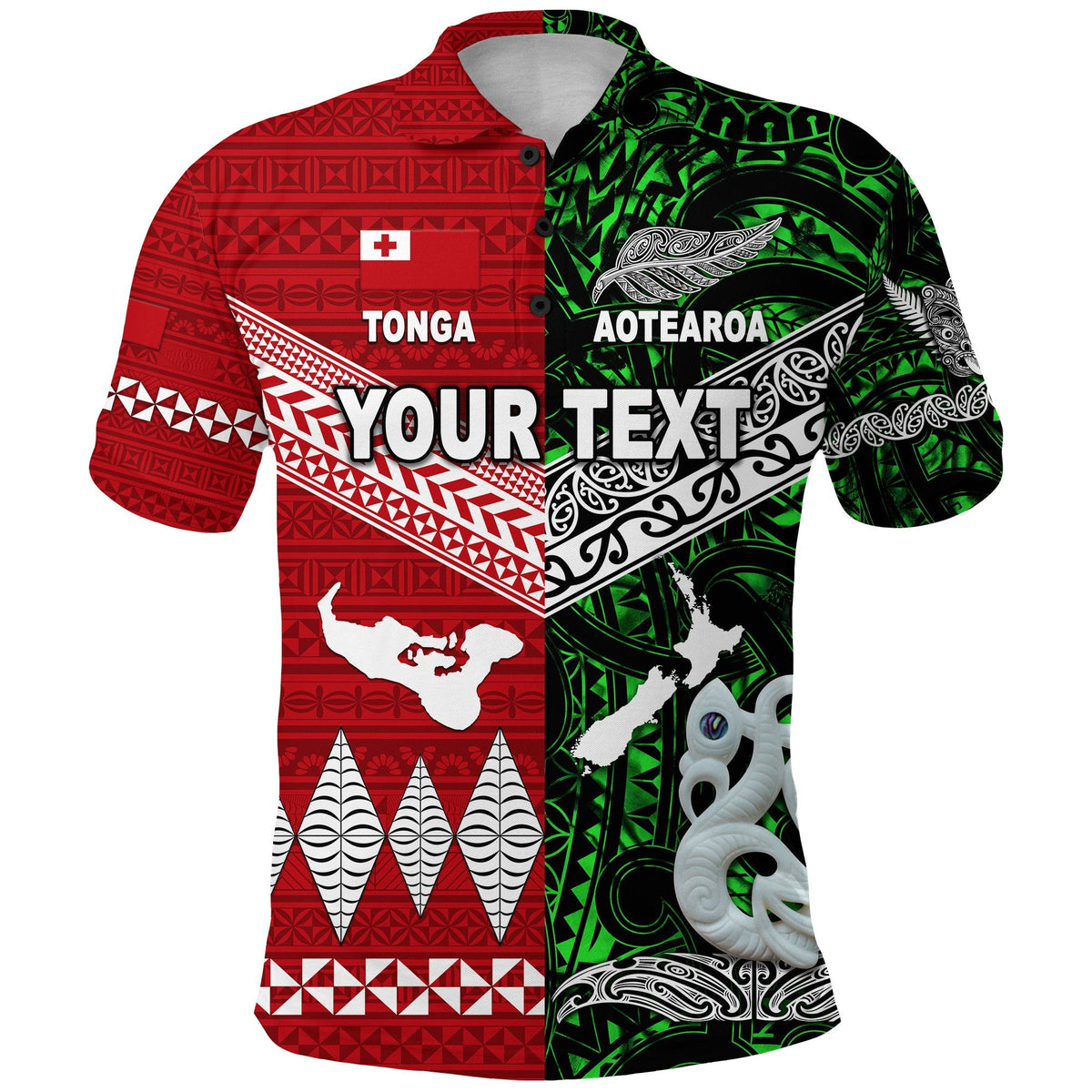 Custom New Zealand Tonga Polynesian Polo Shirt Together Green LT8 - Wonder Print Shop