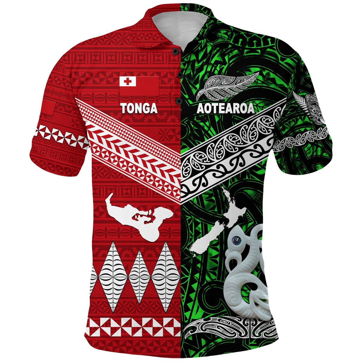 New Zealand Maori Aotearoa Tonga Polynesian Polo Shirt Together Green LT8 - Wonder Print Shop
