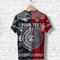 Custom New Zealand and Tonga T Shirt Together Black, Custom Text And Number LT8 - Wonder Print Shop