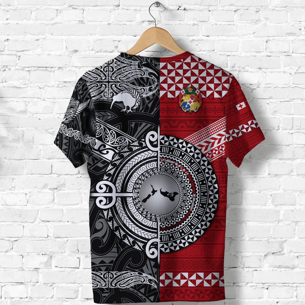 Custom New Zealand and Tonga T Shirt Together Black LT8 - Wonder Print Shop