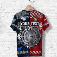 Custom New Zealand and Tonga T Shirt Together Blue, Custom Text And Number LT8 - Wonder Print Shop
