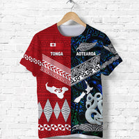 Custom New Zealand and Tonga T Shirt Together Blue, Custom Text And Number LT8 - Wonder Print Shop