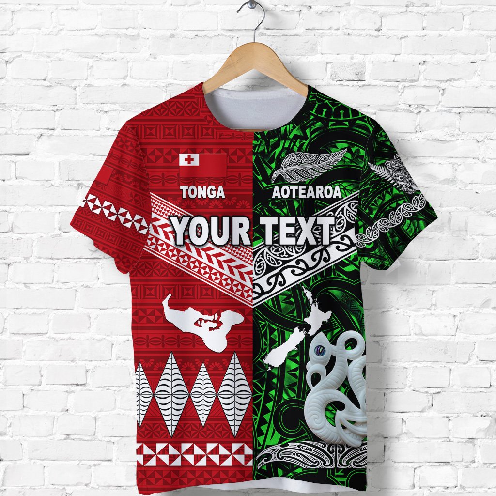 Custom New Zealand and Tonga T Shirt Together Green LT8 - Wonder Print Shop