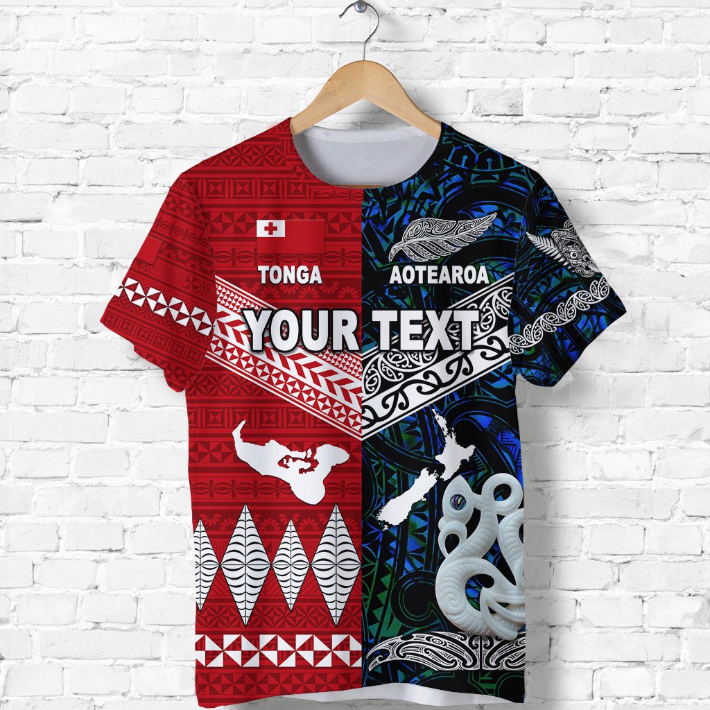 Custom New Zealand and Tonga T Shirt Together Blue LT8 - Wonder Print Shop