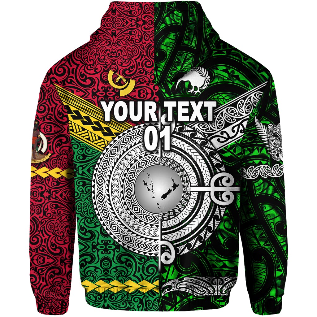 Custom Vanuatu And New Zealand Hoodie Together Green, Custom Text And Number LT8 - Wonder Print Shop