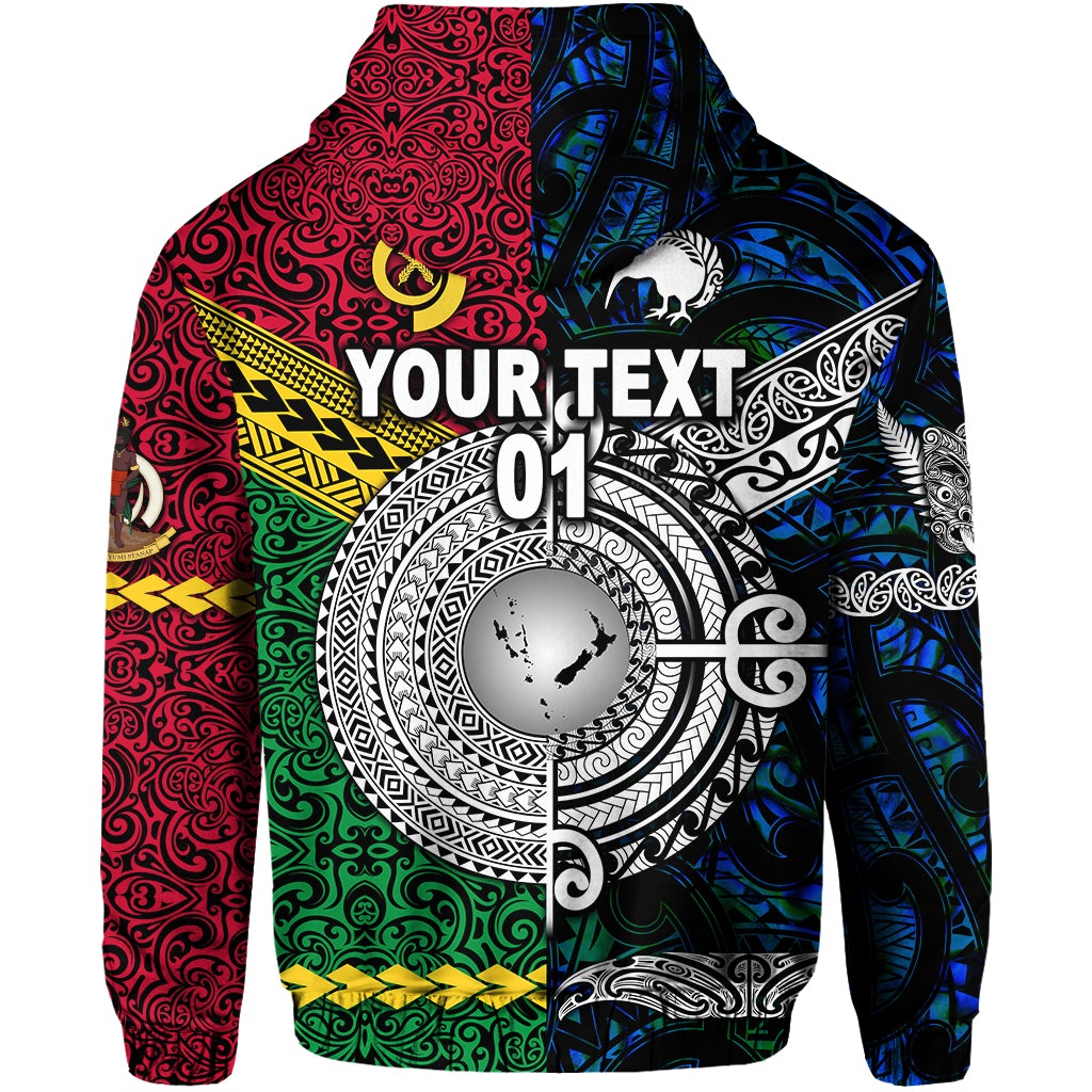 Custom Vanuatu And New Zealand Hoodie Together Blue, Custom Text And Number LT8 - Wonder Print Shop