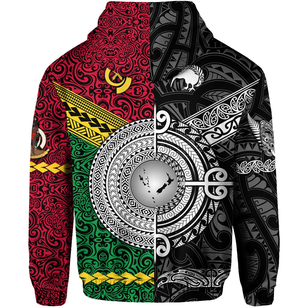 Custom Vanuatu And New Zealand Hoodie Together Black LT8 - Wonder Print Shop