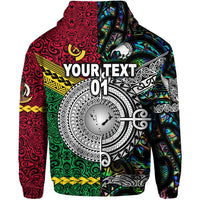 Custom Vanuatu And New Zealand Zip Hoodie Together Paua Shell, Custom Text And Number LT8 - Wonder Print Shop
