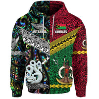 Custom Vanuatu And New Zealand Hoodie Together Paua Shell, Custom Text And Number LT8 - Wonder Print Shop