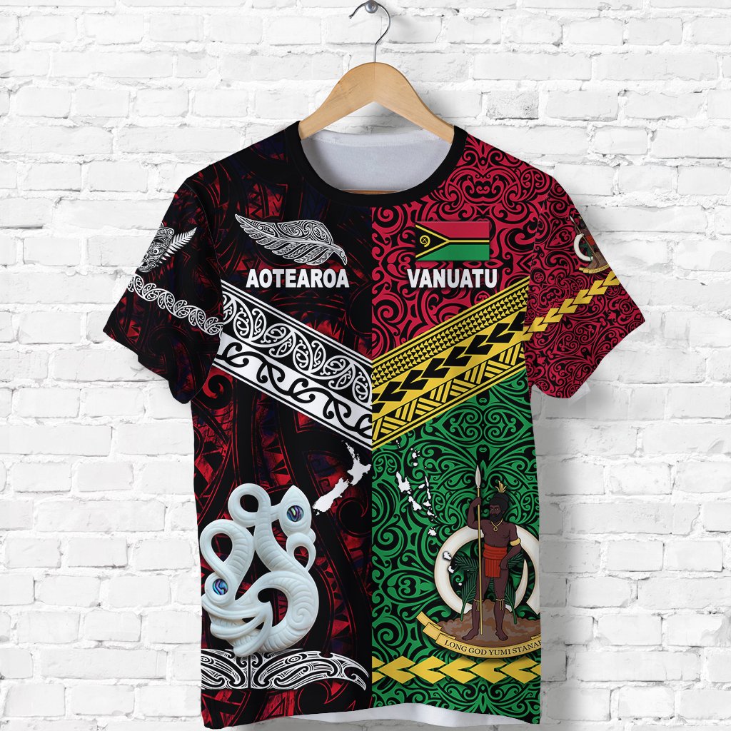 Vanuatu and New Zealand T Shirt Together Red LT8 - Wonder Print Shop