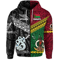 Vanuatu New Zealand Zip Hoodie Together Black LT8 - Wonder Print Shop