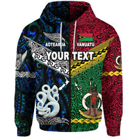 Custom Vanuatu And New Zealand Zip Hoodie Together Blue LT8 - Wonder Print Shop