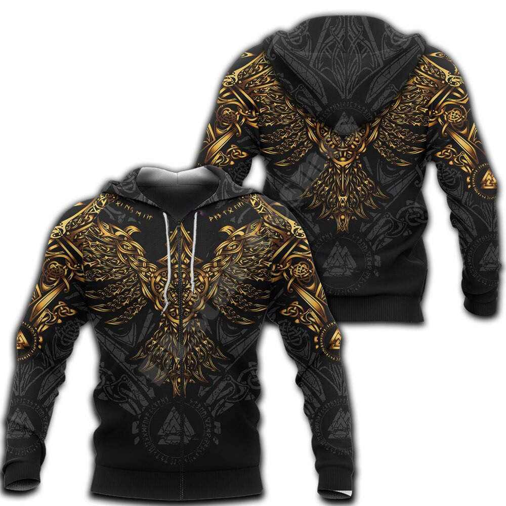 Viking Clothing Golden Raven Hoodie RLT12 - Wonder Print Shop
