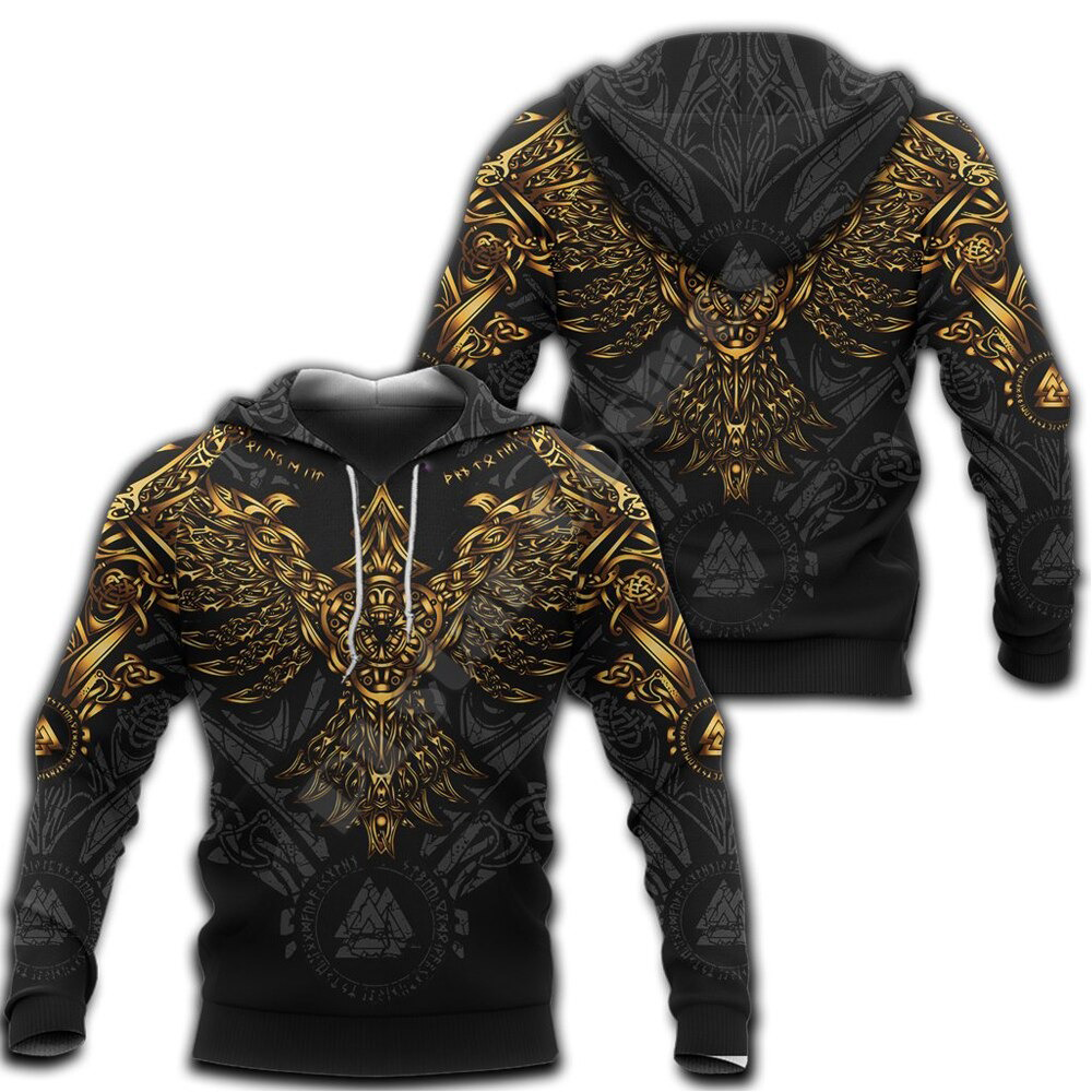 Viking Clothing Golden Raven Hoodie RLT12 - Wonder Print Shop