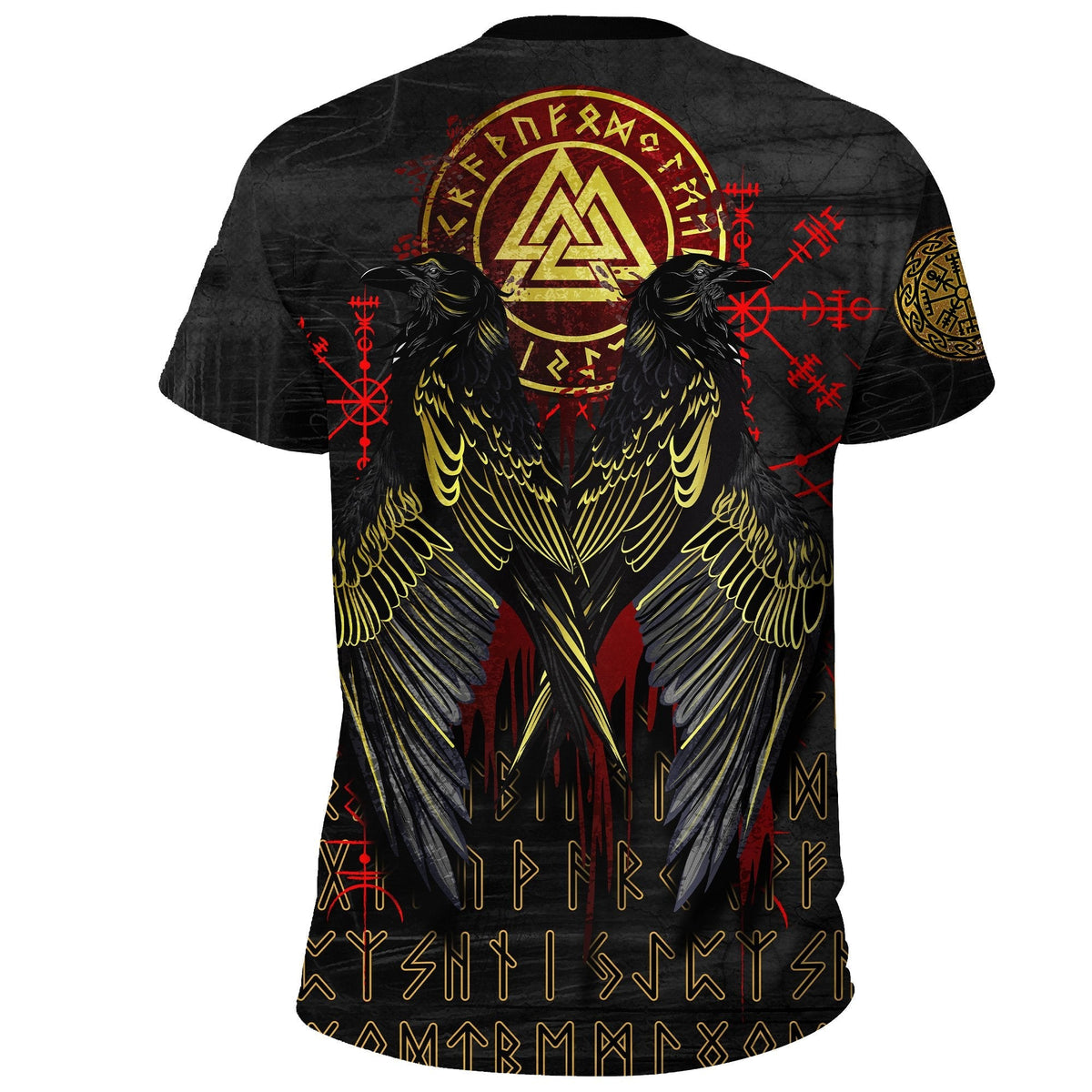 Viking T Shirt Vikings Valknut and Ravens Tattoo RLT12 - Wonder Print Shop