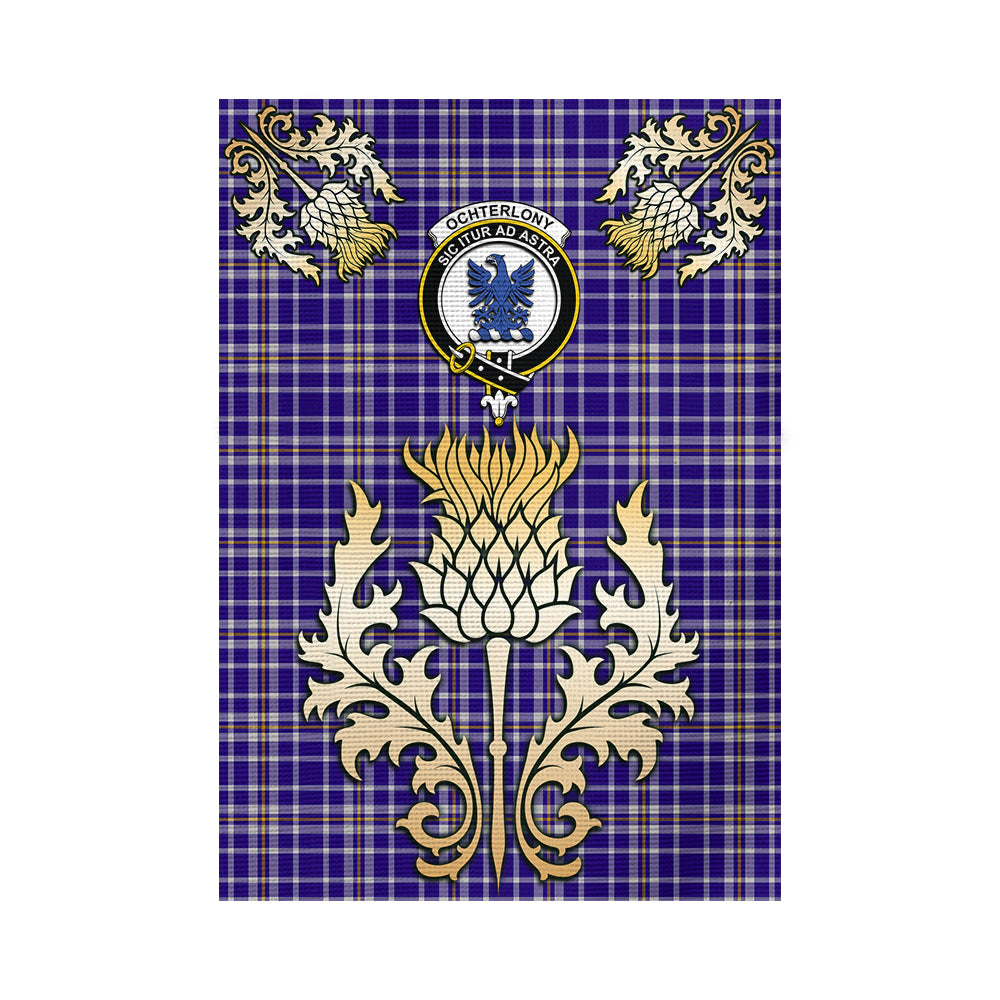 scottish-ochterlony-clan-crest-gold-thistle-tartan-garden-flag
