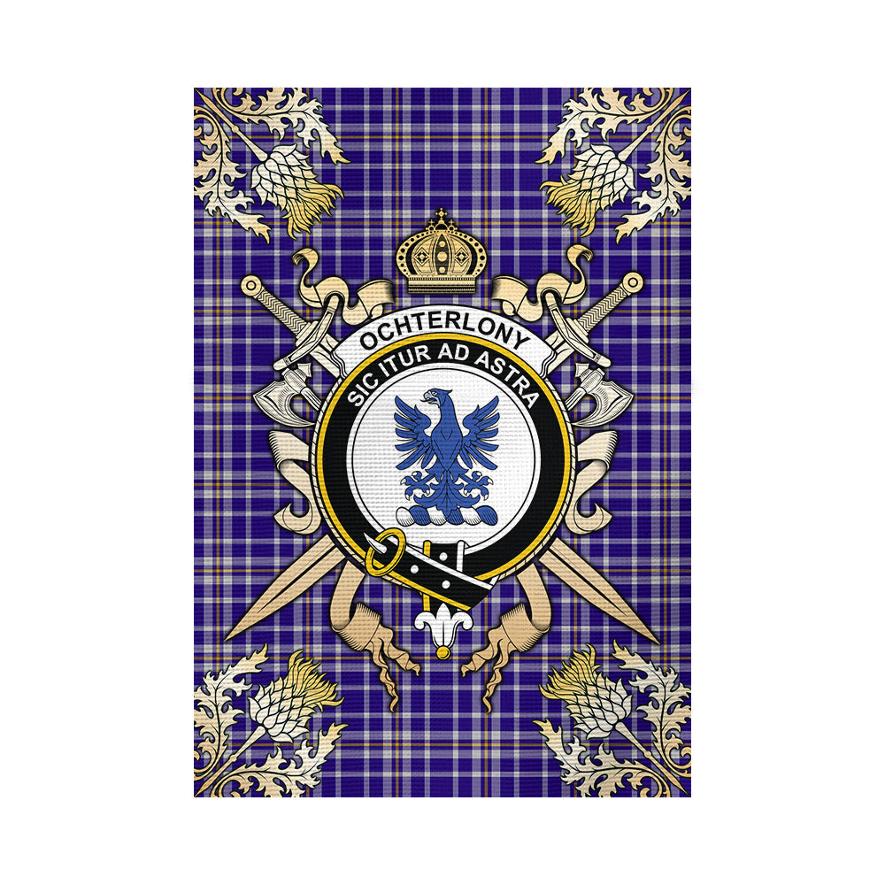 scottish-ochterlony-clan-crest-gold-courage-sword-tartan-garden-flag
