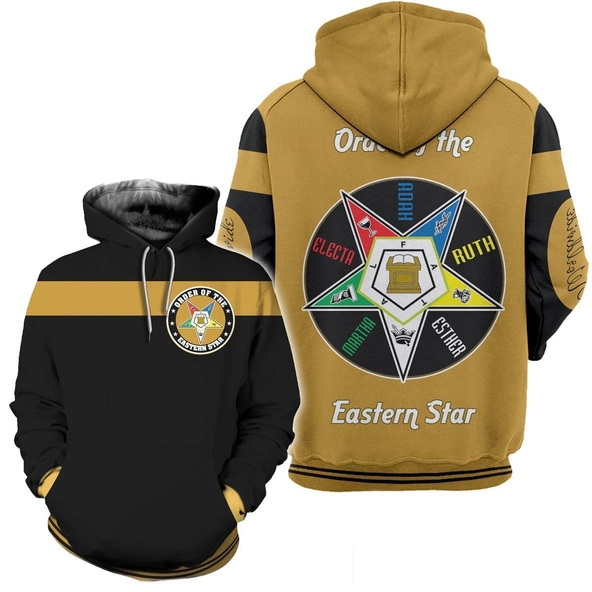 African Hoodie Gold Oes Of The Eastern Star Hoodie - Wonder Print Shop