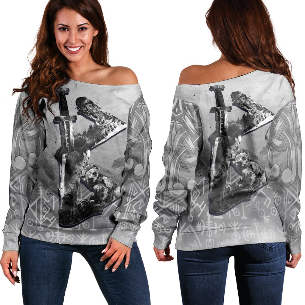 Viking Off Shoulder Sweater - Berkana Rune RLT12 - Wonder Print Shop