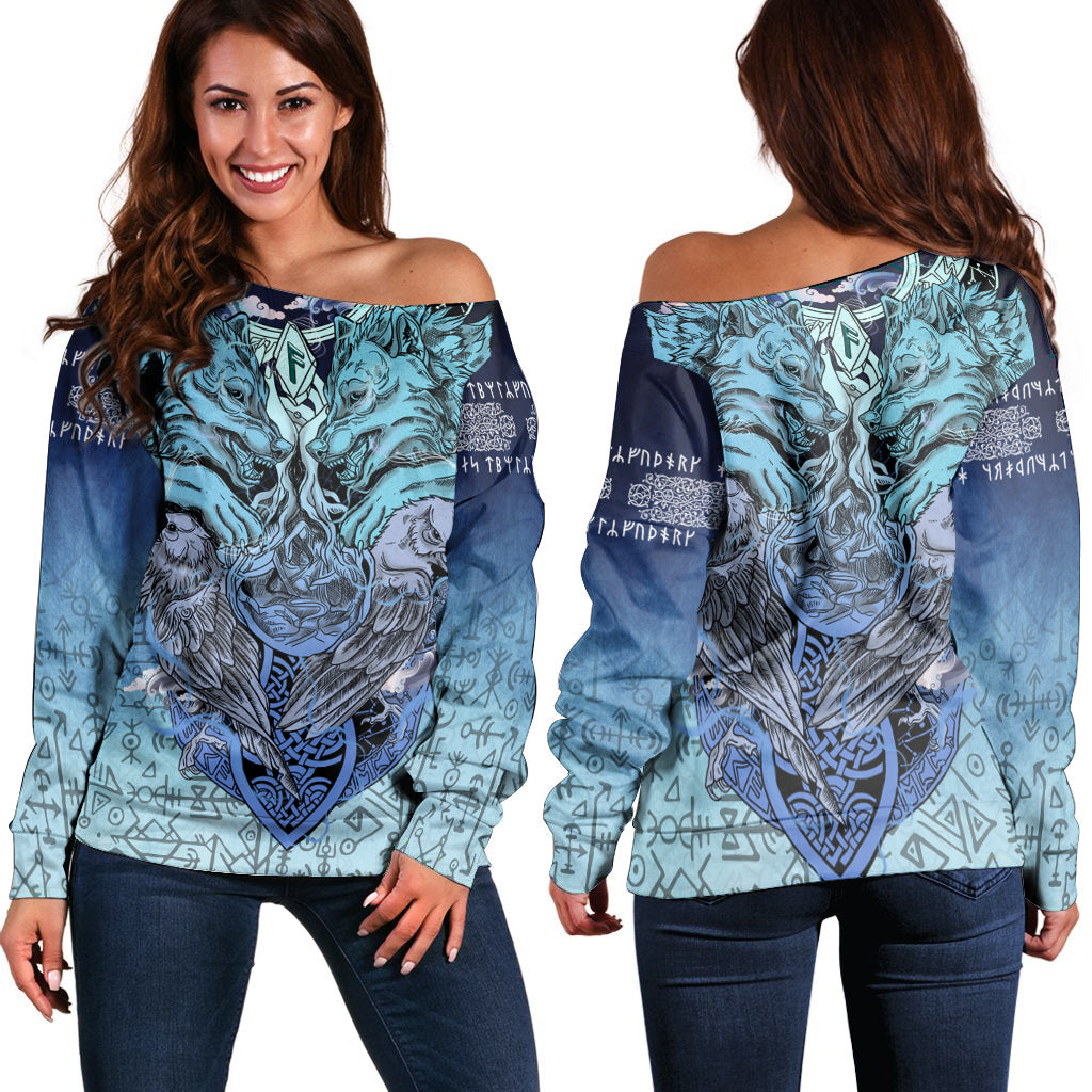 Viking Off Shoulder Sweater - Ansuz Rune RLT12 - Wonder Print Shop
