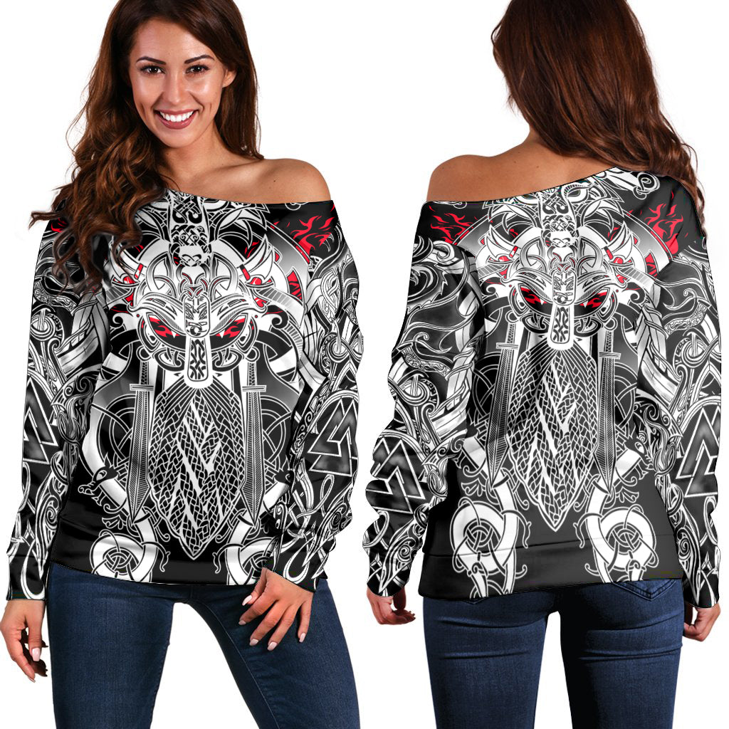Viking Off Shoulder Sweater - Odin Eternal Flame RLT12 - Wonder Print Shop