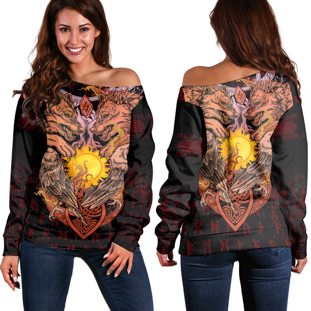 Viking Off Shoulder Sweater - Sowilu Rune RLT12 - Wonder Print Shop