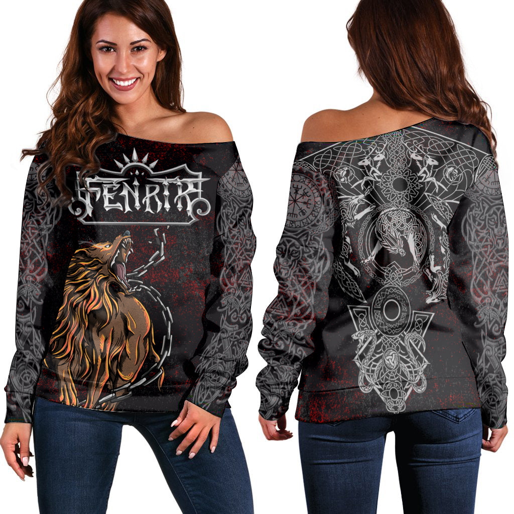 Viking Off Shoulder Sweater - Fenrir Art RLT12 - Wonder Print Shop