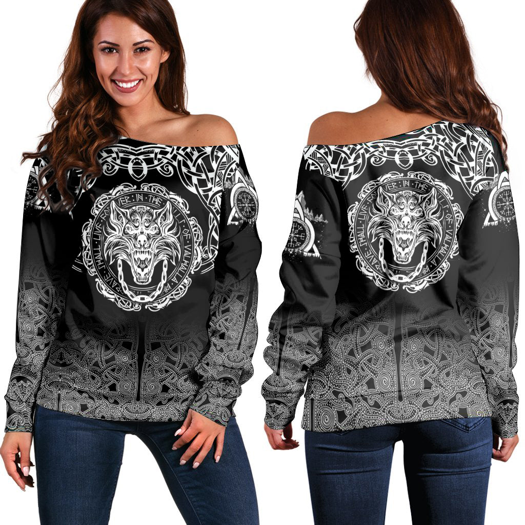 Fenrir Valhalla Off Shoulder Sweater - Ornate Pattern 1 RLT12 - Wonder Print Shop