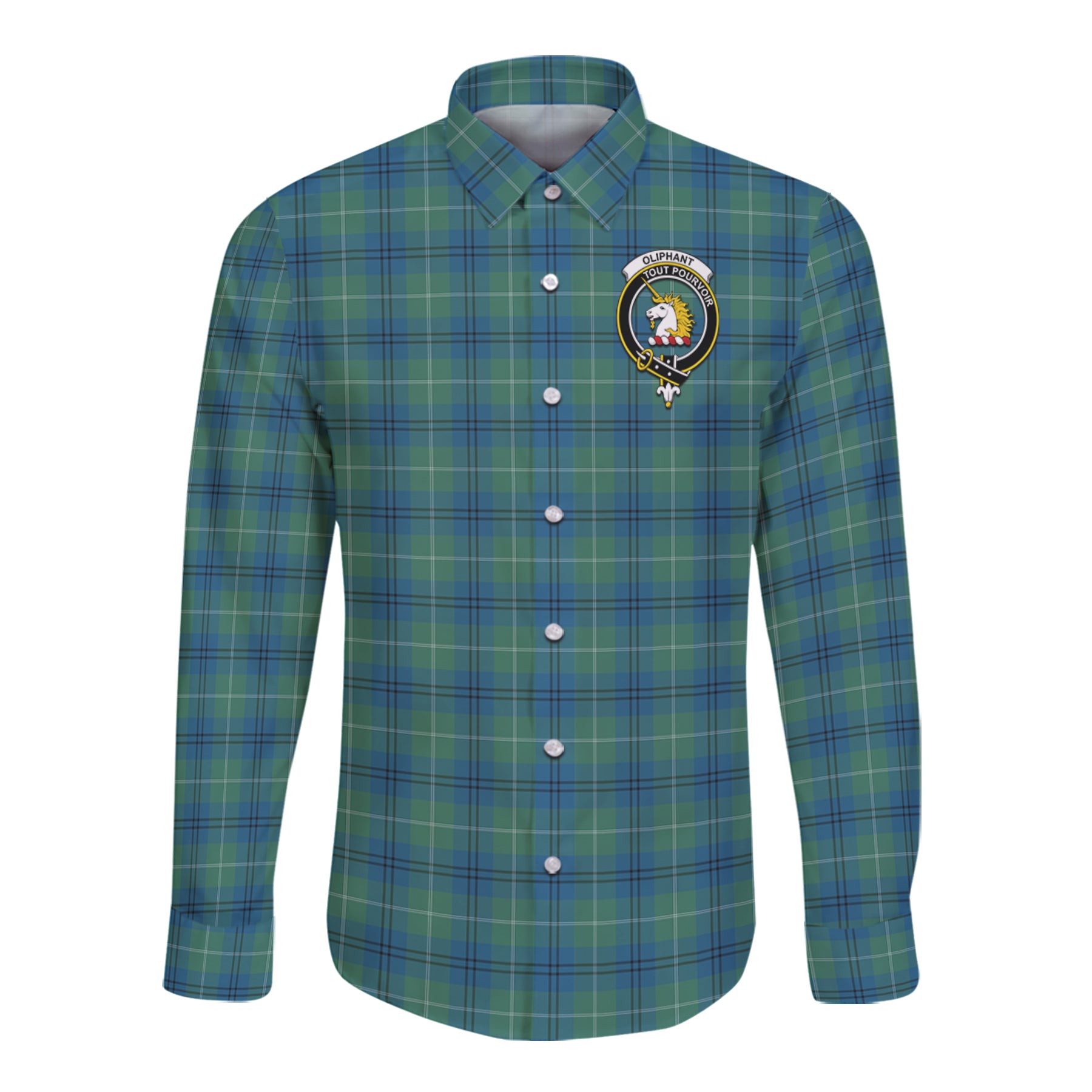 Oliphant Ancient Tartan Long Sleeve Button Up Shirt with Scottish Family Crest K23
