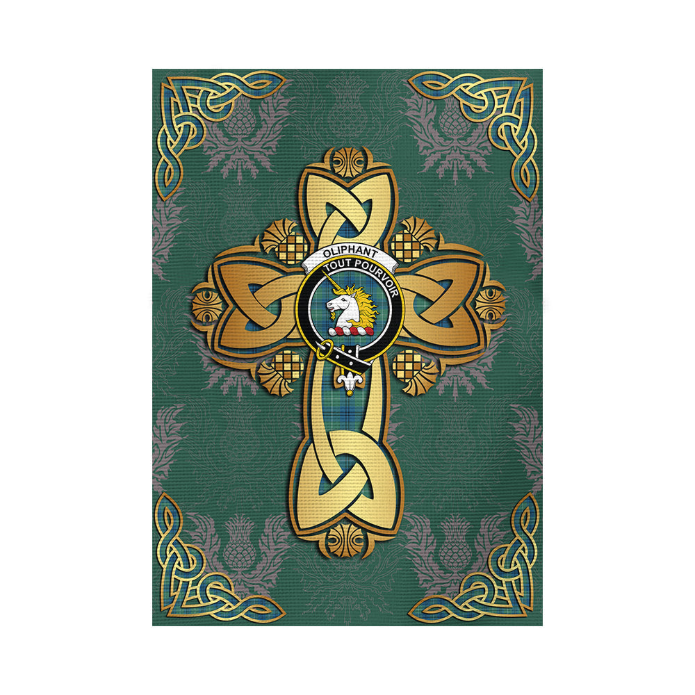 scottish-oliphant-ancient-clan-crest-tartan-golden-celtic-thistle-garden-flag