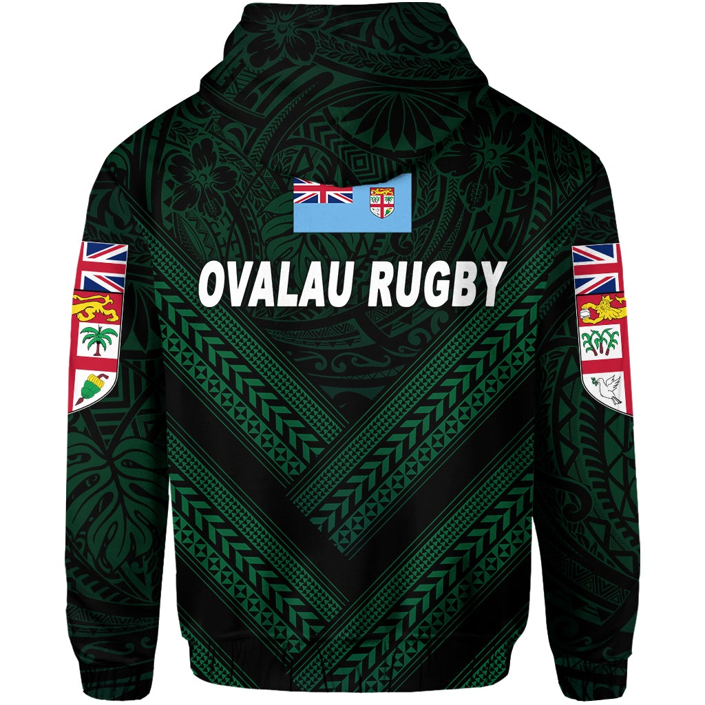Fiji Ovalau Rugby Hoodie Dark Green Style LT8 - Wonder Print Shop