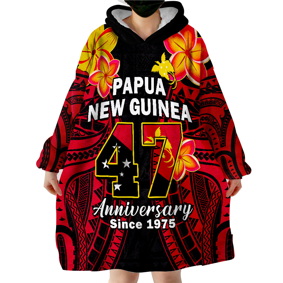 Papua New Guinea PNG 47 Years Independence Anniversary Wearable Blanket Hoodie - Wonder Print Shop