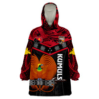 Papua New Guinea Rugby PNG Kumuls Bird Of Paradise Black Wearable Blanket Hoodie - Wonder Print Shop