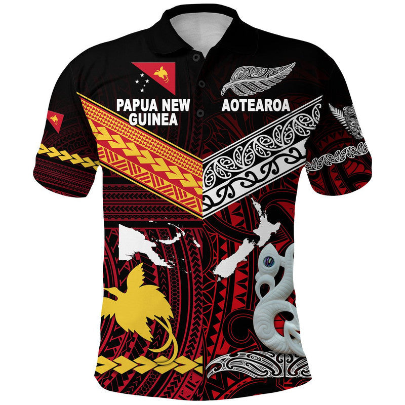 custom-personalised-new-zealand-maori-aotearoa-papua-new-guinea-polynesian-together-polo-shirt-red
