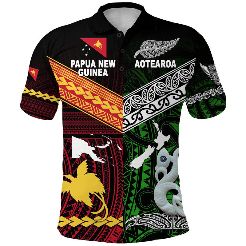 custom-personalised-new-zealand-maori-aotearoa-papua-new-guinea-polynesian-together-polo-shirt-green