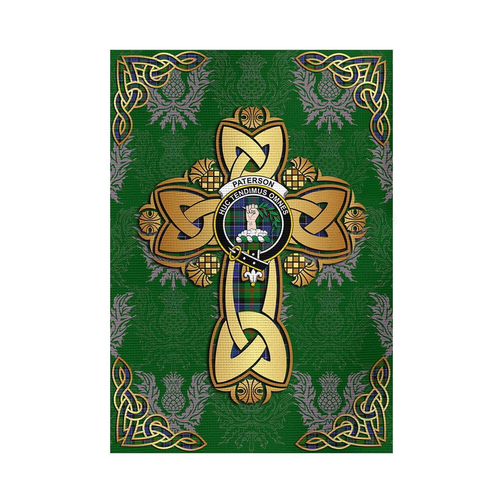 scottish-paterson-clan-crest-tartan-golden-celtic-thistle-garden-flag