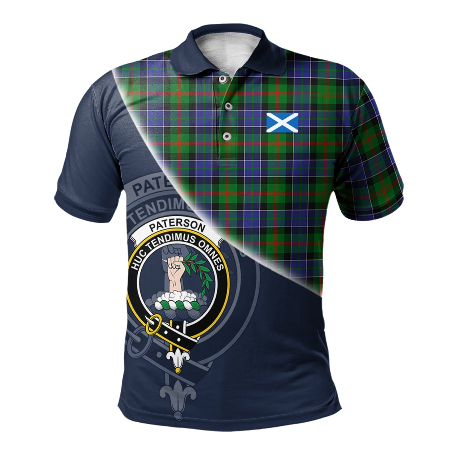 scottish-paterson-clan-crest-tartan-scotland-flag-half-style-polo-shirt