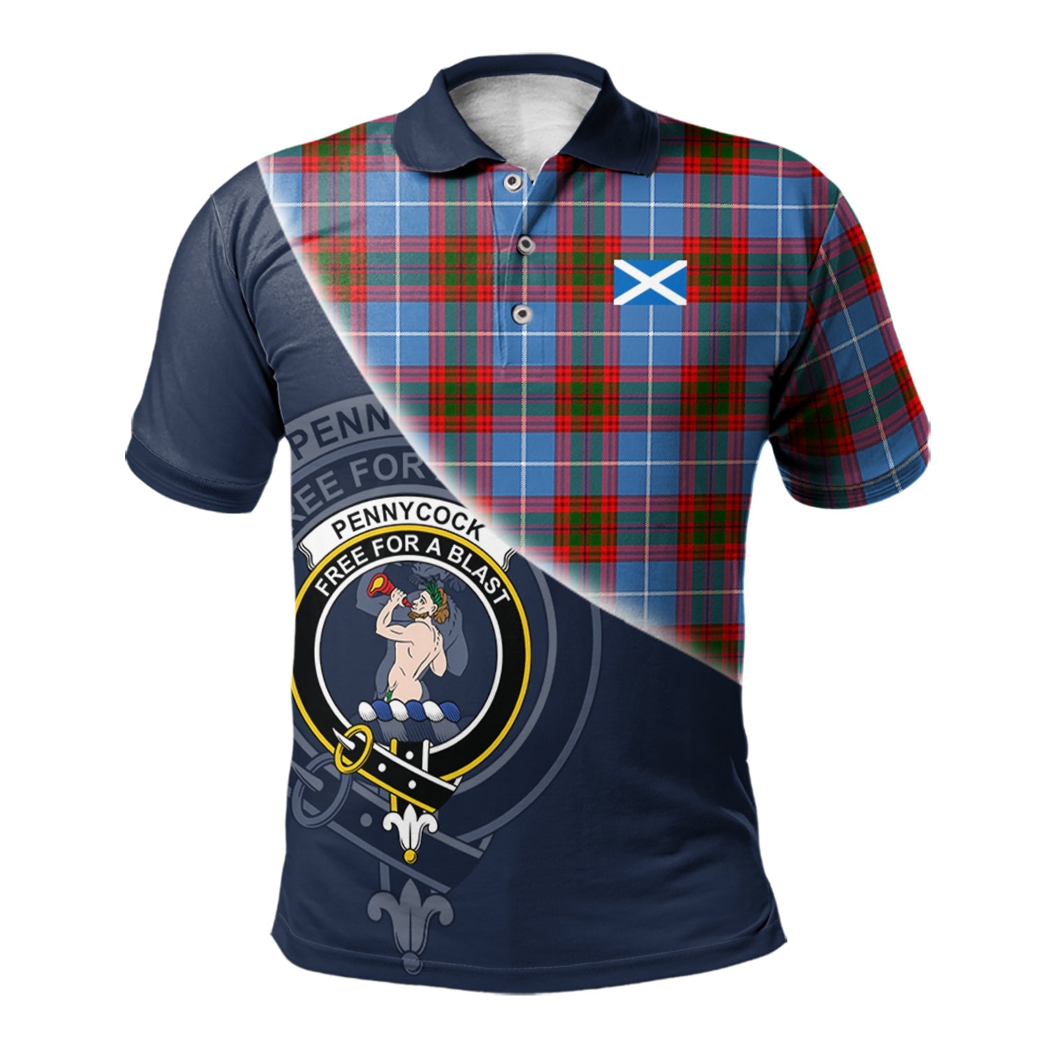 scottish-pennycook-clan-crest-tartan-scotland-flag-half-style-polo-shirt