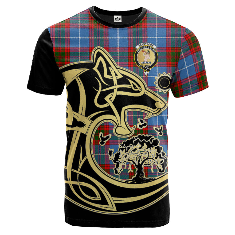 scottish-pennycook-clan-crest-celtic-wolf-tartan-t-shirt