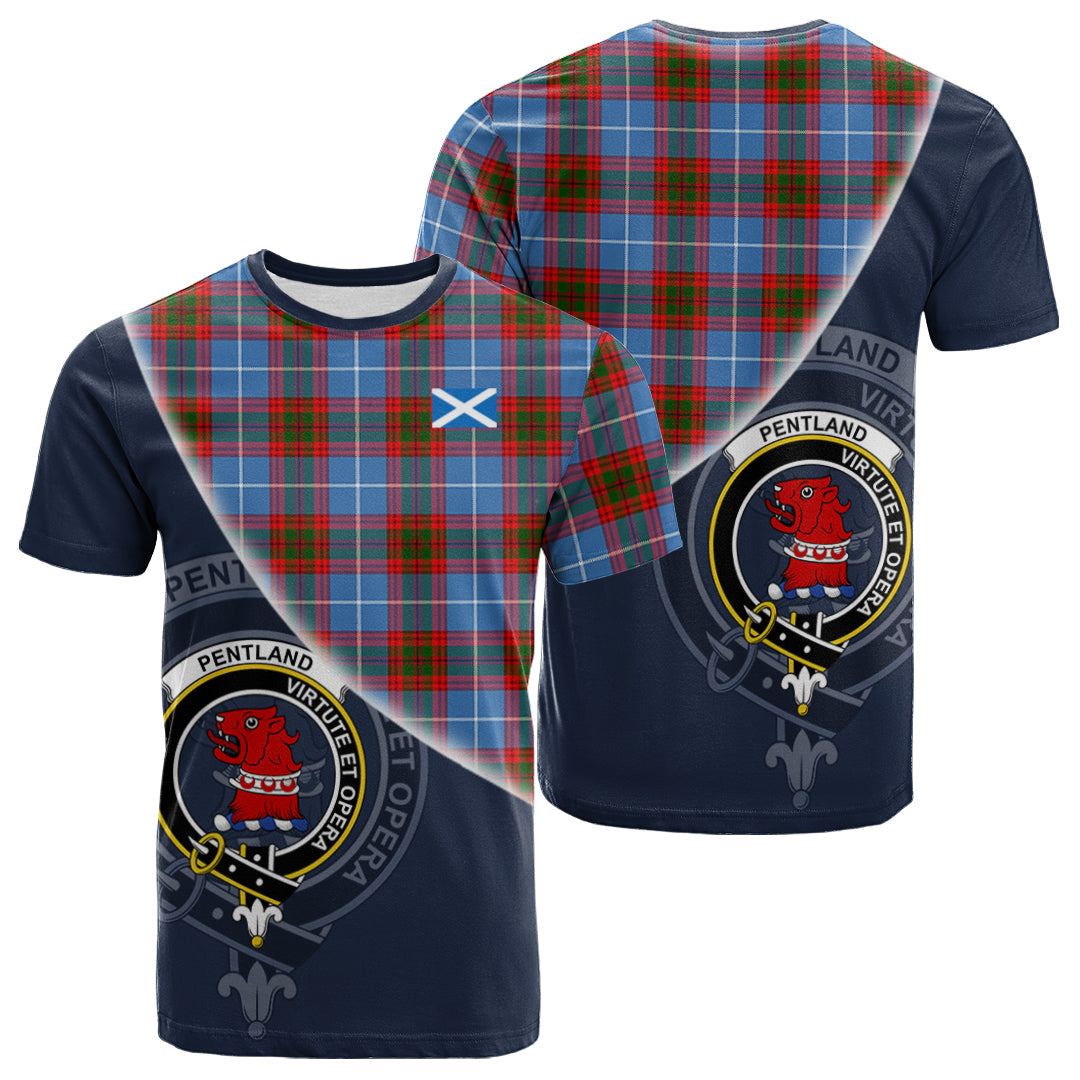 scottish-pentland-clan-crest-tartan-scotland-flag-half-style-t-shirt