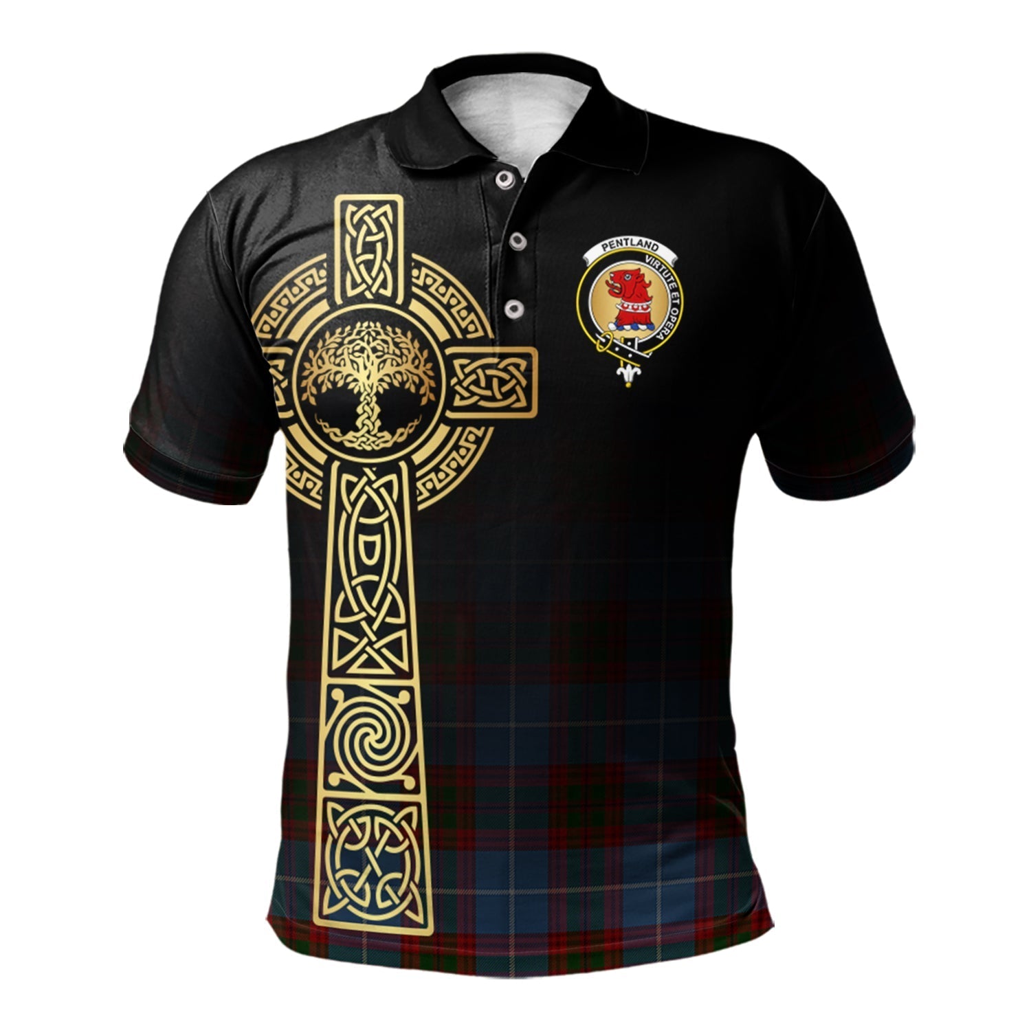 scottish-pentland-clan-crest-tartan-celtic-tree-of-life-polo-shirt